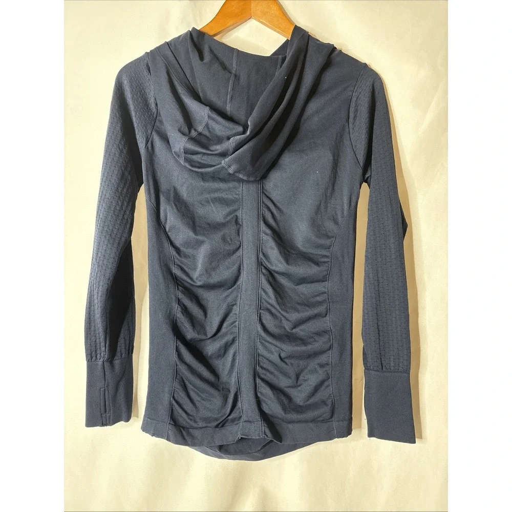 Clima Wear Women's M Athletic‎ Seamless Long Sleeve Hoodie Blue Stretch Shirt - Picture 6 of 6